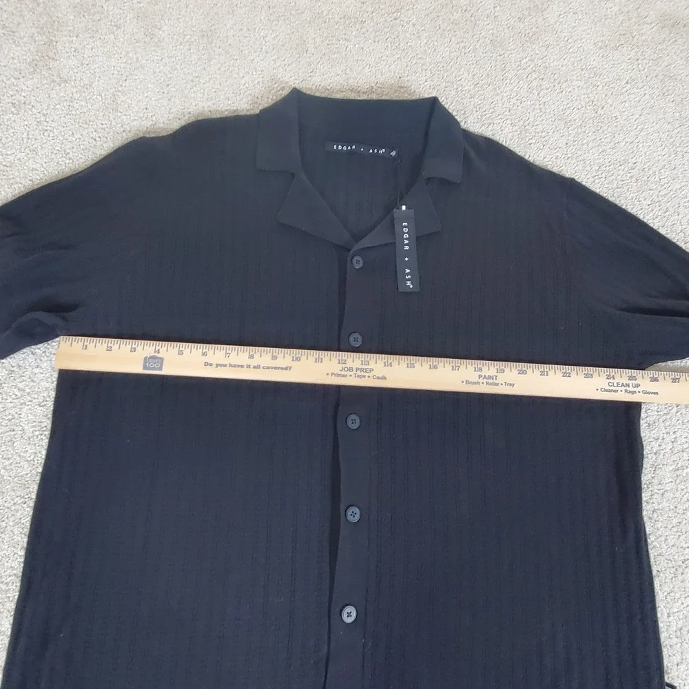 Edgar + Ash Button Down Shirt Men's XL Black Short Sleeve Knit Camp Shirt NWTG
